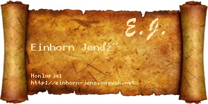 Einhorn Jenő névjegykártya